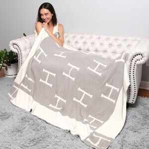 H Patterned Reversible Throw Blanket